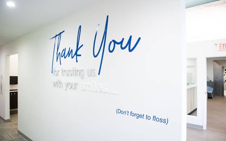 Thank you wall at Buckeye Pediatric Dentistry